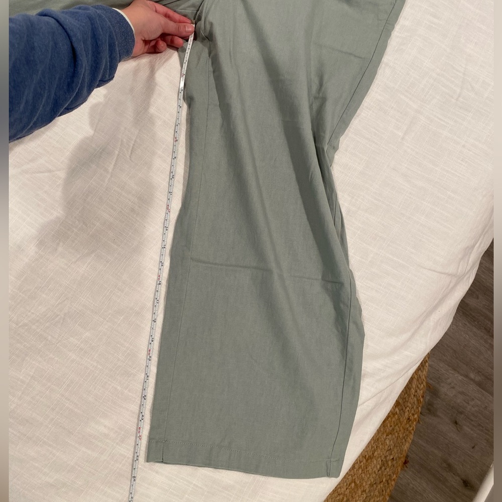 J Crew Linen Cotton Blend Paper Bag Pant Green Size 10 - Picture 8 of 15